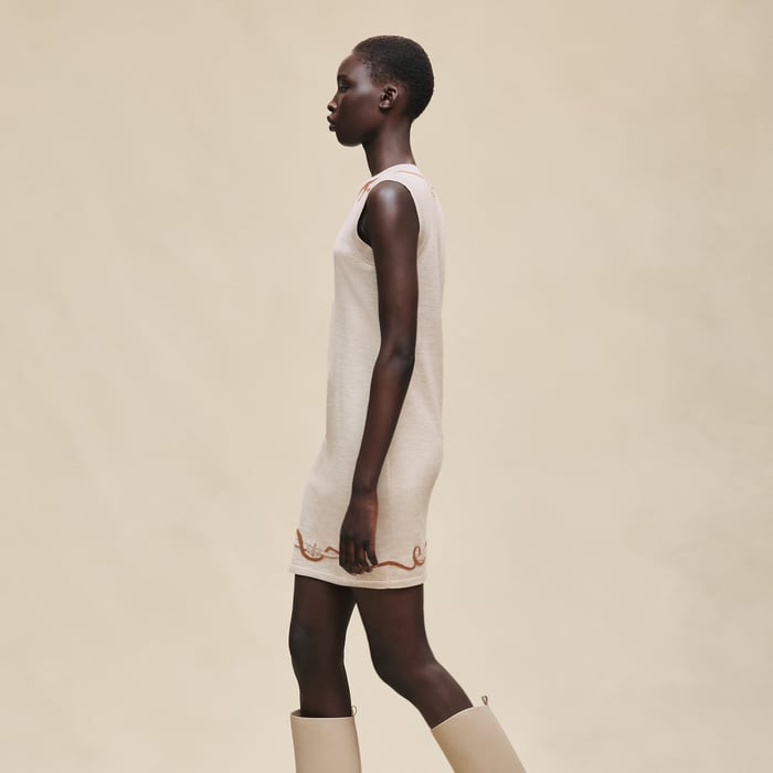 Beige Naturel Sleeveless Tunic Dress