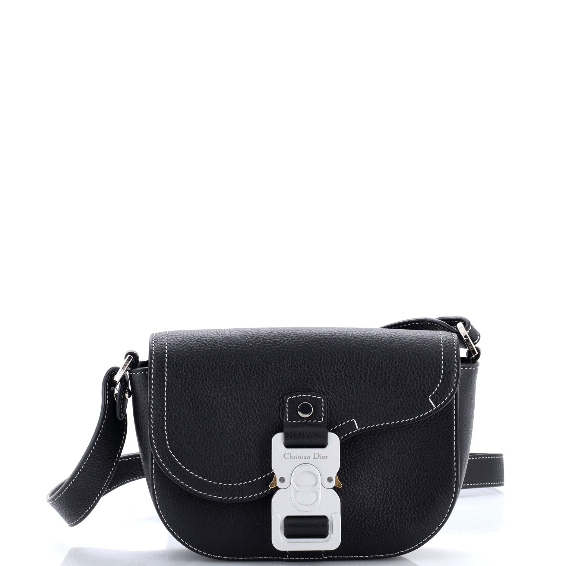 Saddle Buckle Flap Messenger Bag Leather Mini