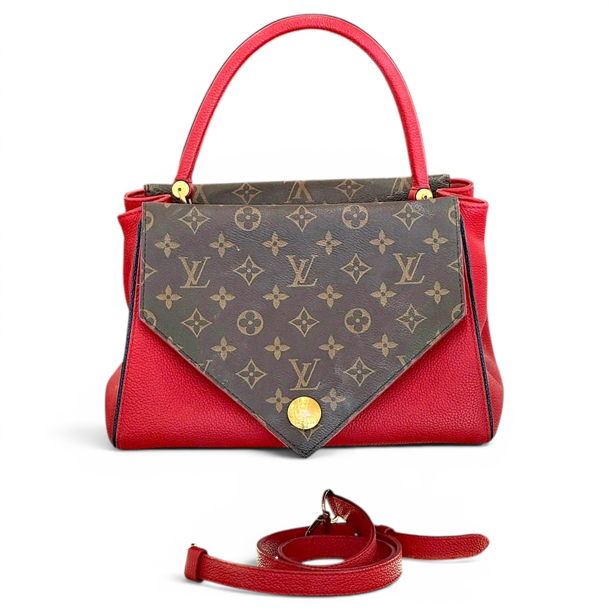 Double V leather crossbody bag