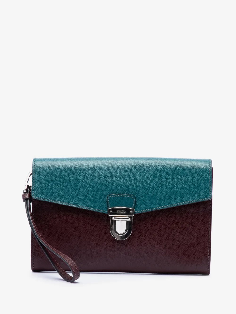 2000-2013 Bicolor Saffiano Envelope Push Lock clutch bag