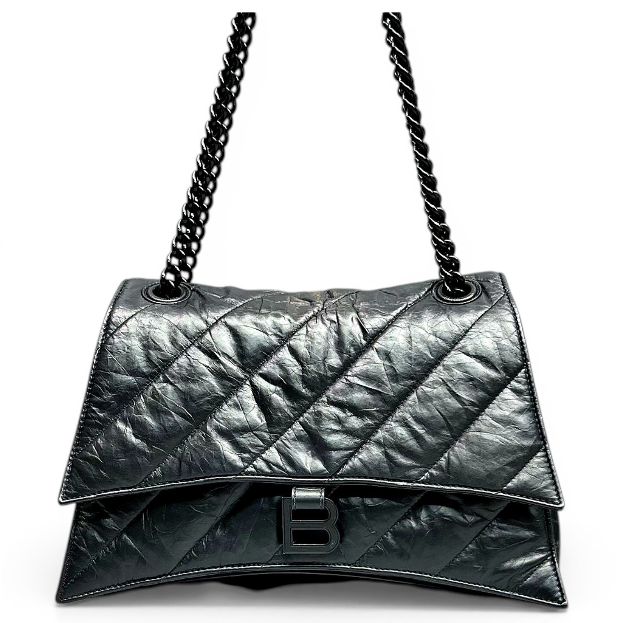 Crush leather handbag