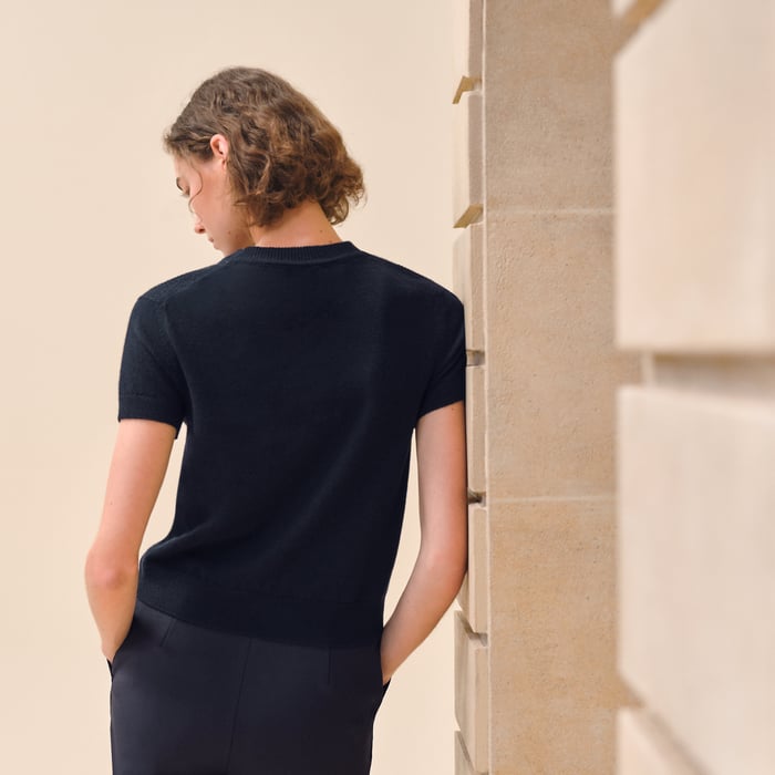 Bleu Noir Cashmere Short-sleeve Sweater