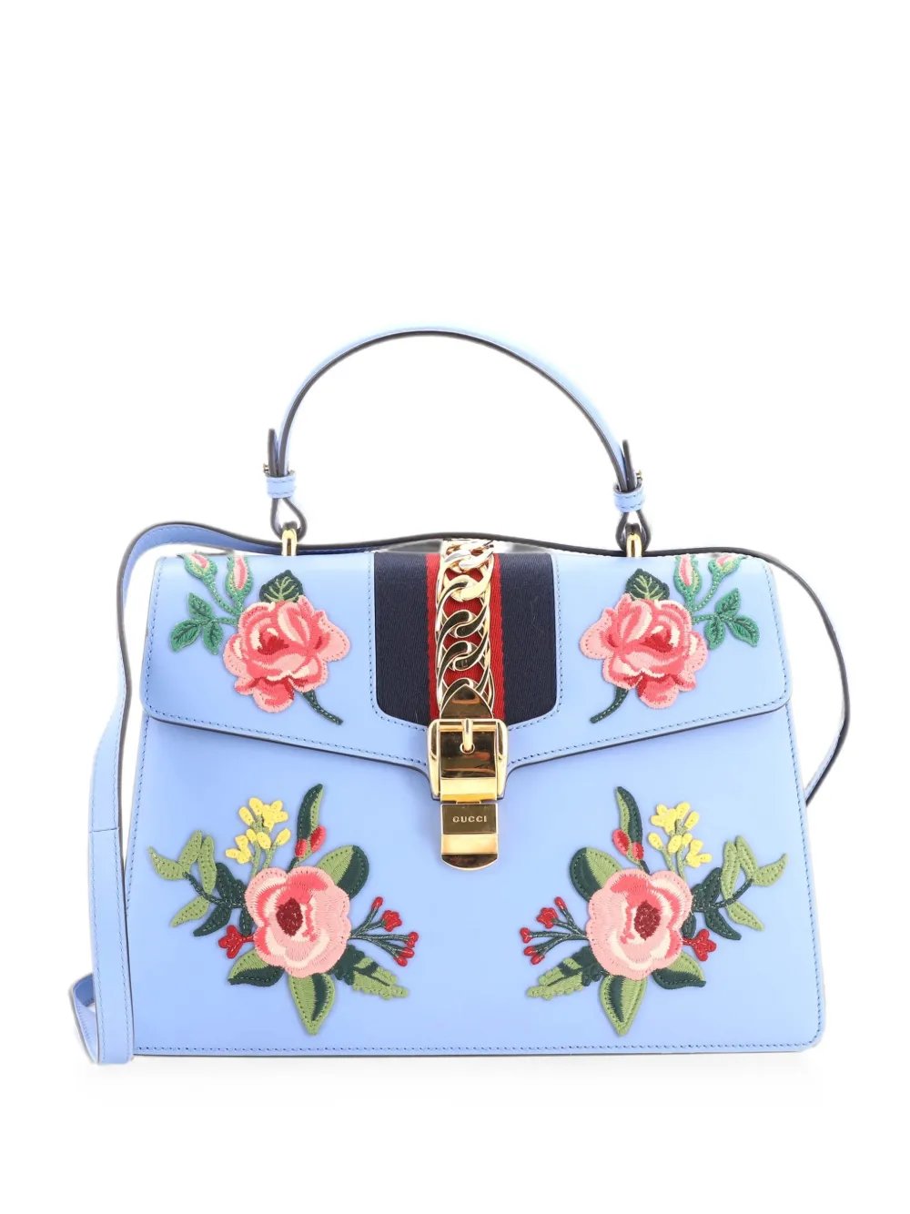 Sylvie Top Handle Bag Embroidered Leather Medium satchel