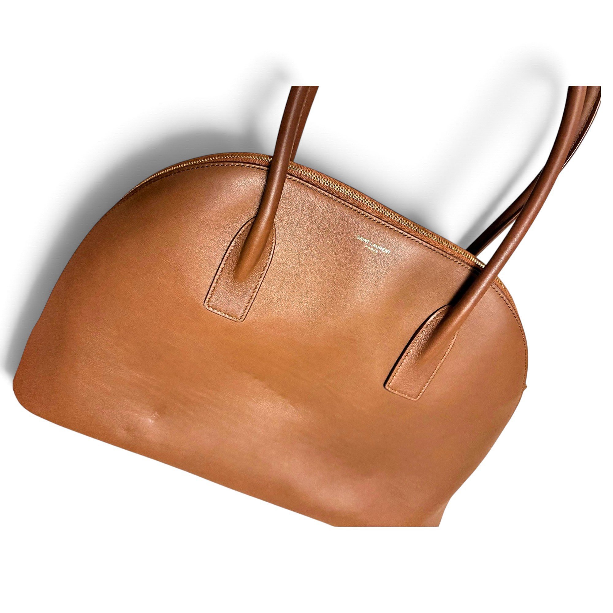 Duffle leather handbag