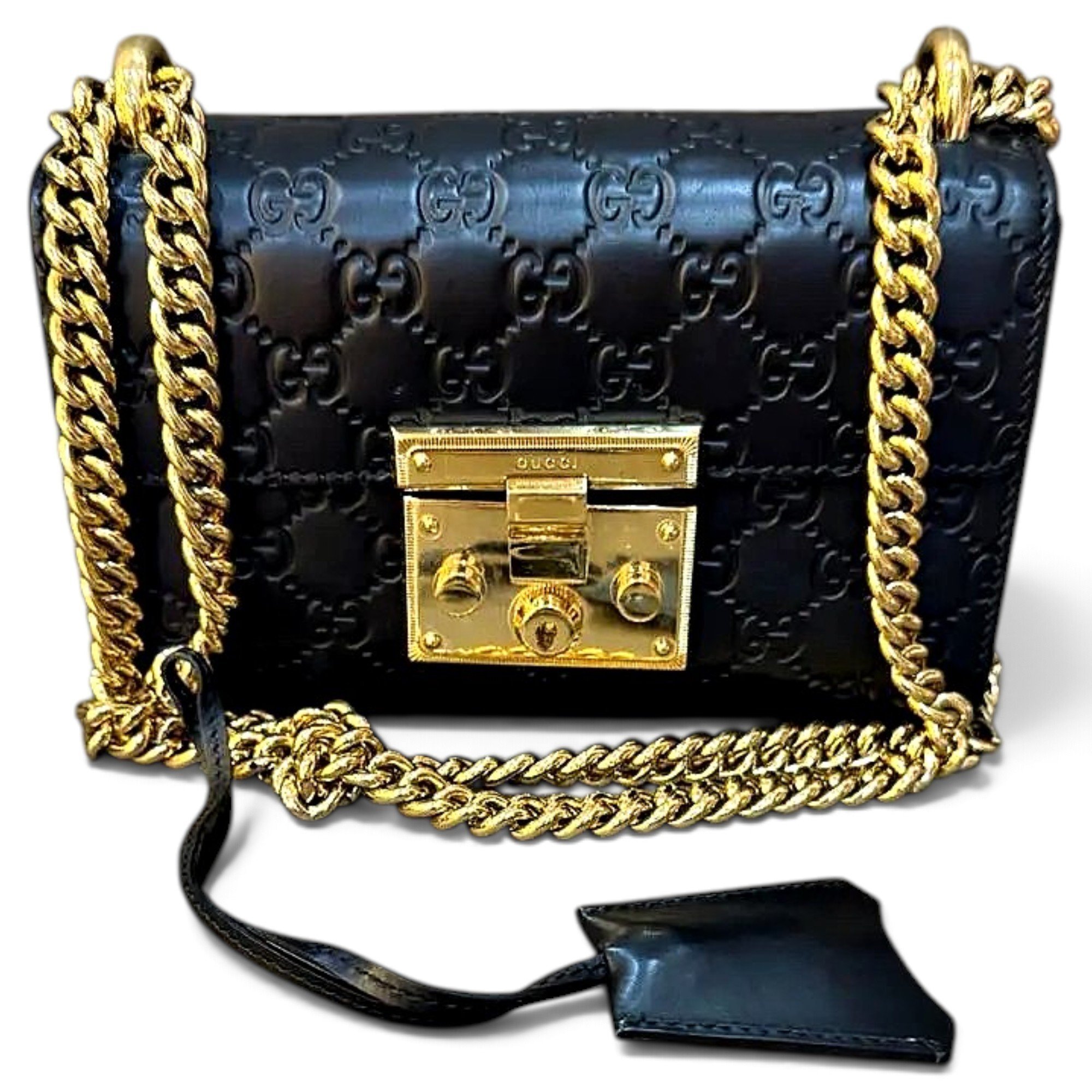 Padlock leather handbag