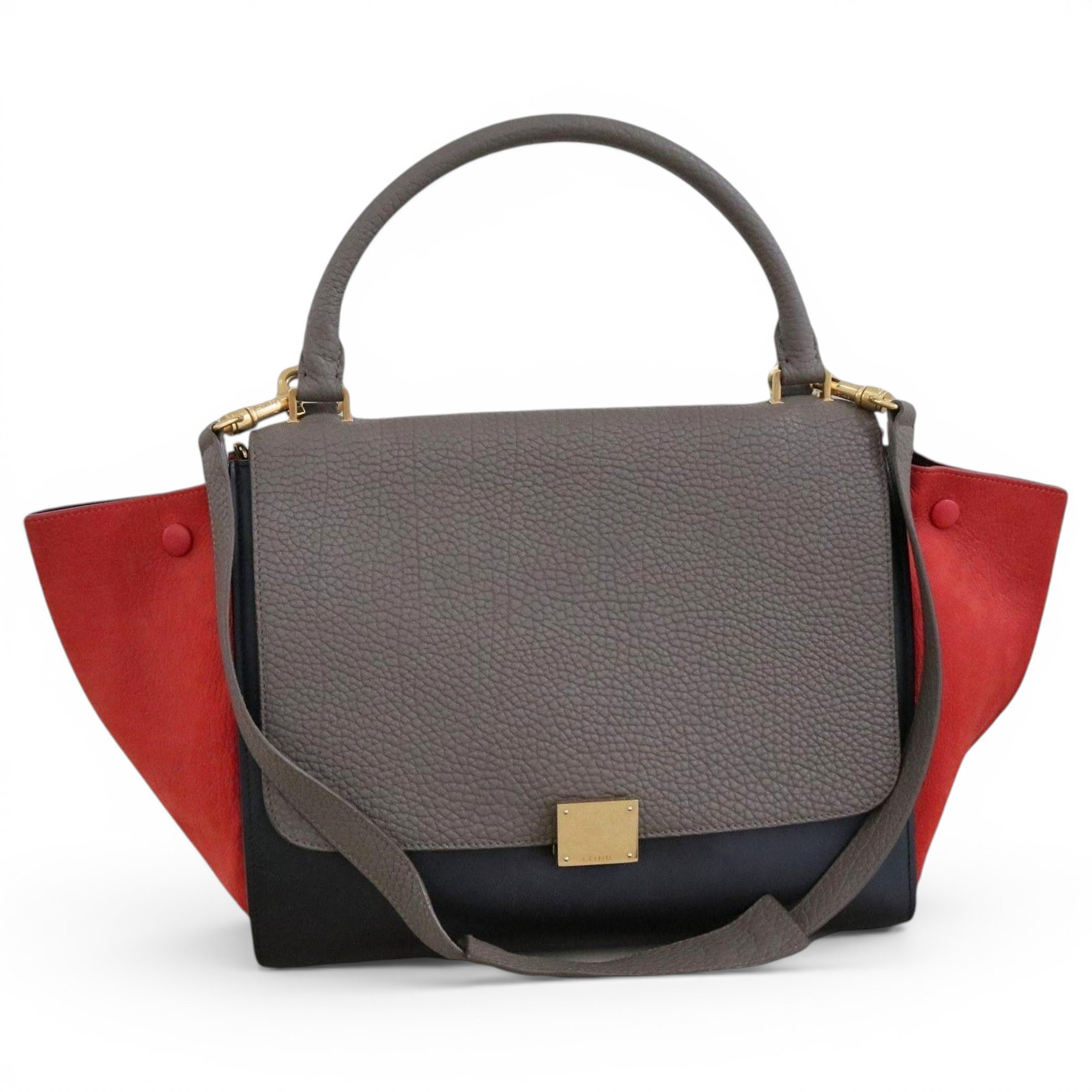 Trapèze leather handbag