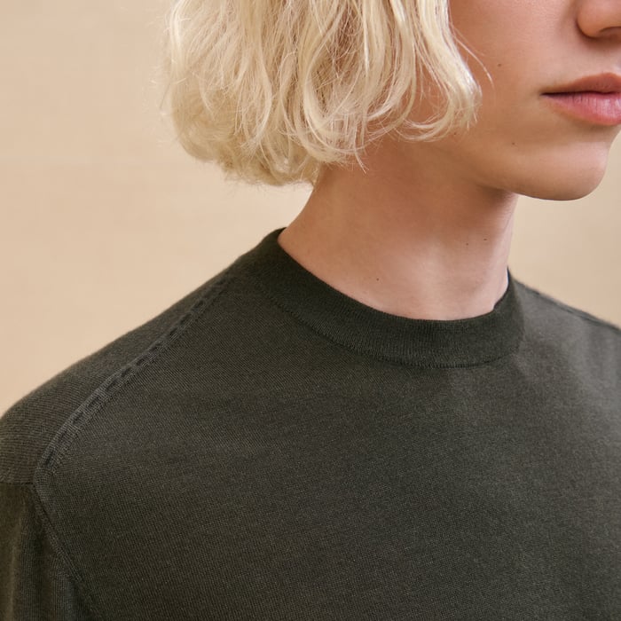 Kaki "Coutures Inversees" Crewneck Sweater