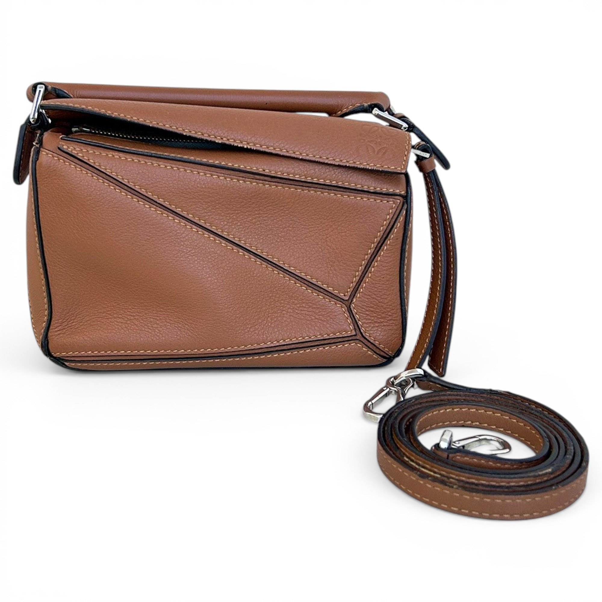 Puzzle leather handbag