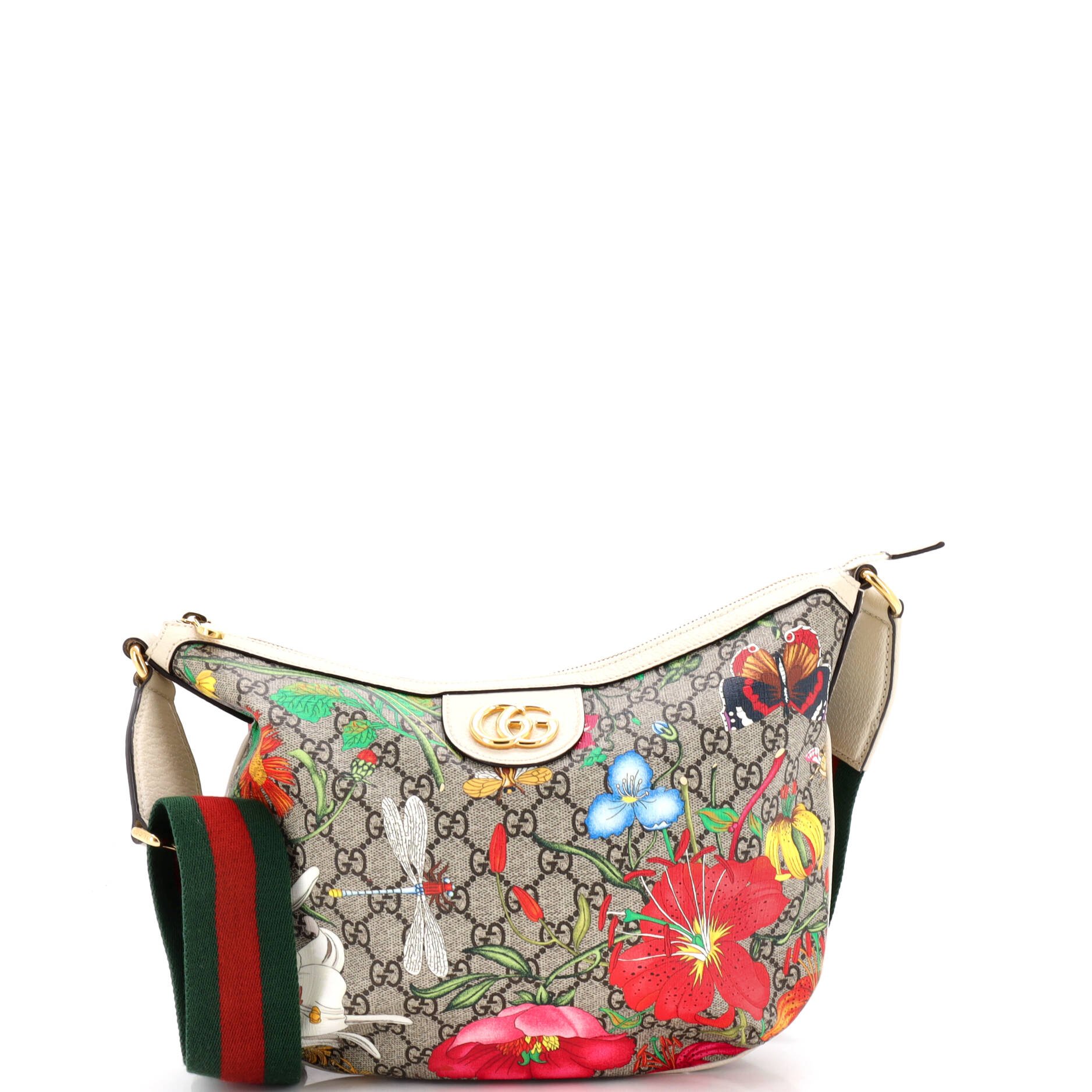 Ophidia Half Moon Hobo Flora GG Coated Canvas Small