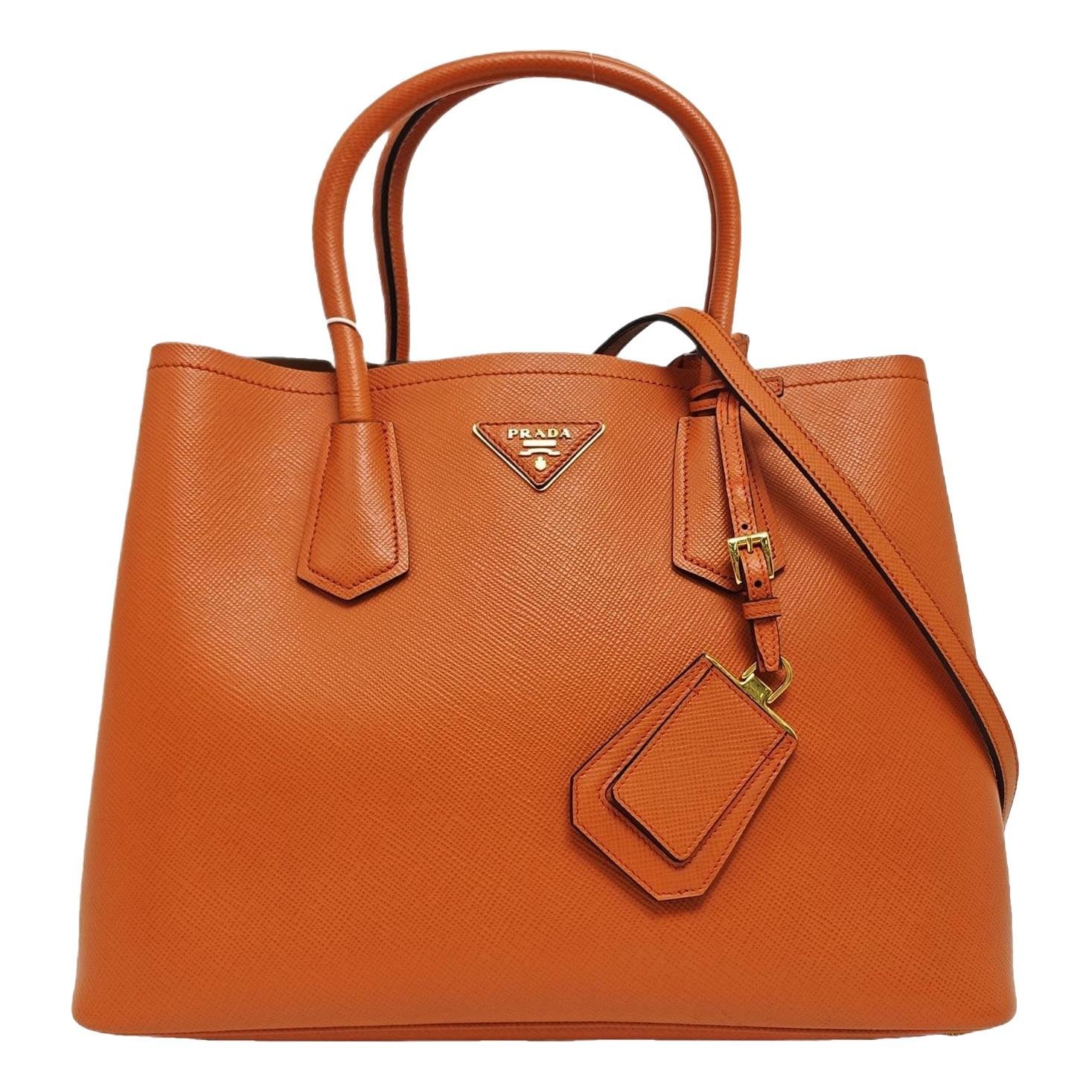Double leather handbag