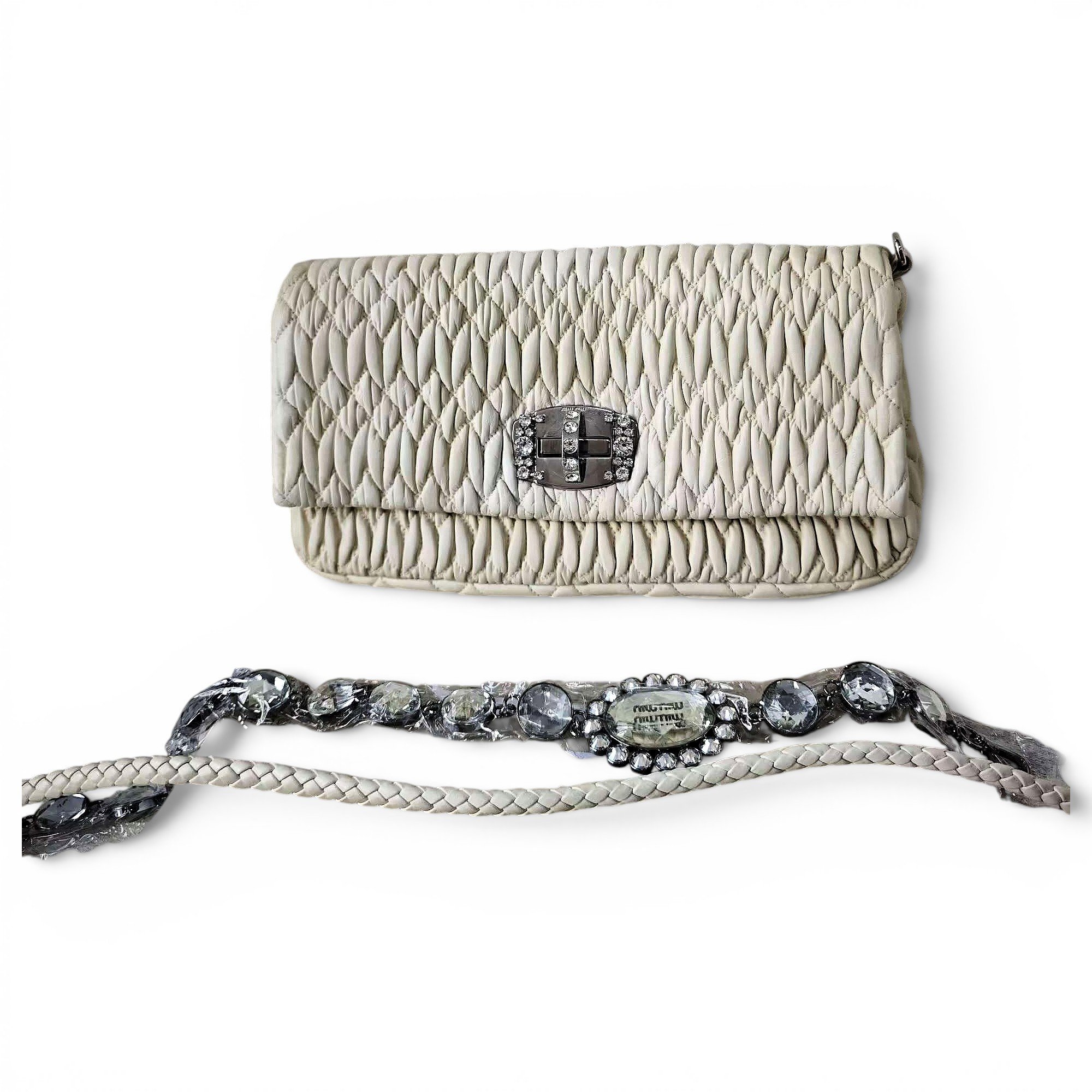 Miu Crystal leather handbag