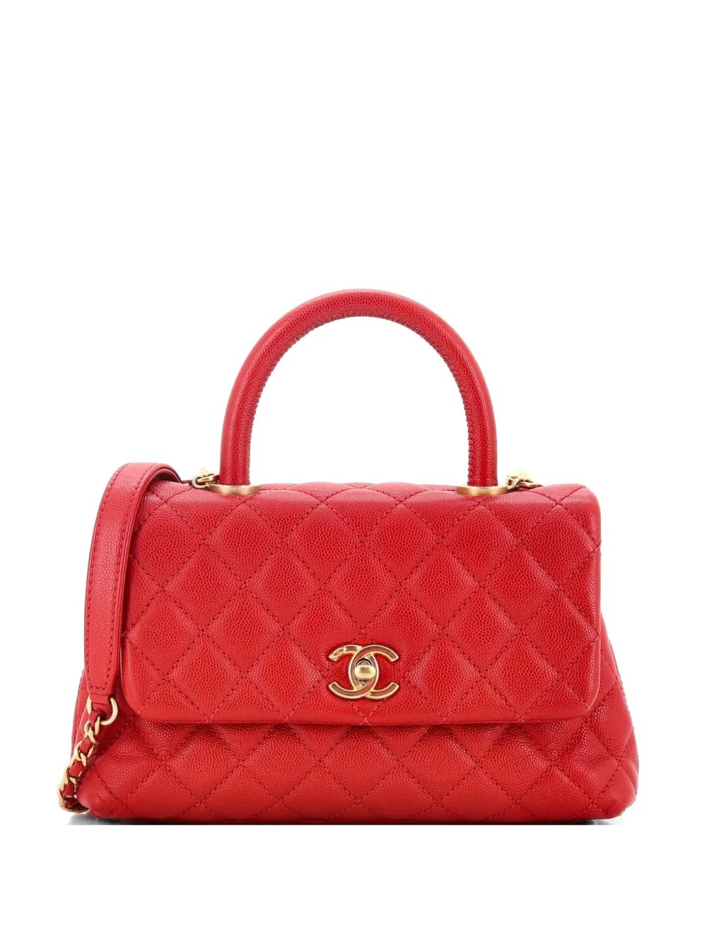 Coco Top Handle Bag Quilted Caviar Mini satchel