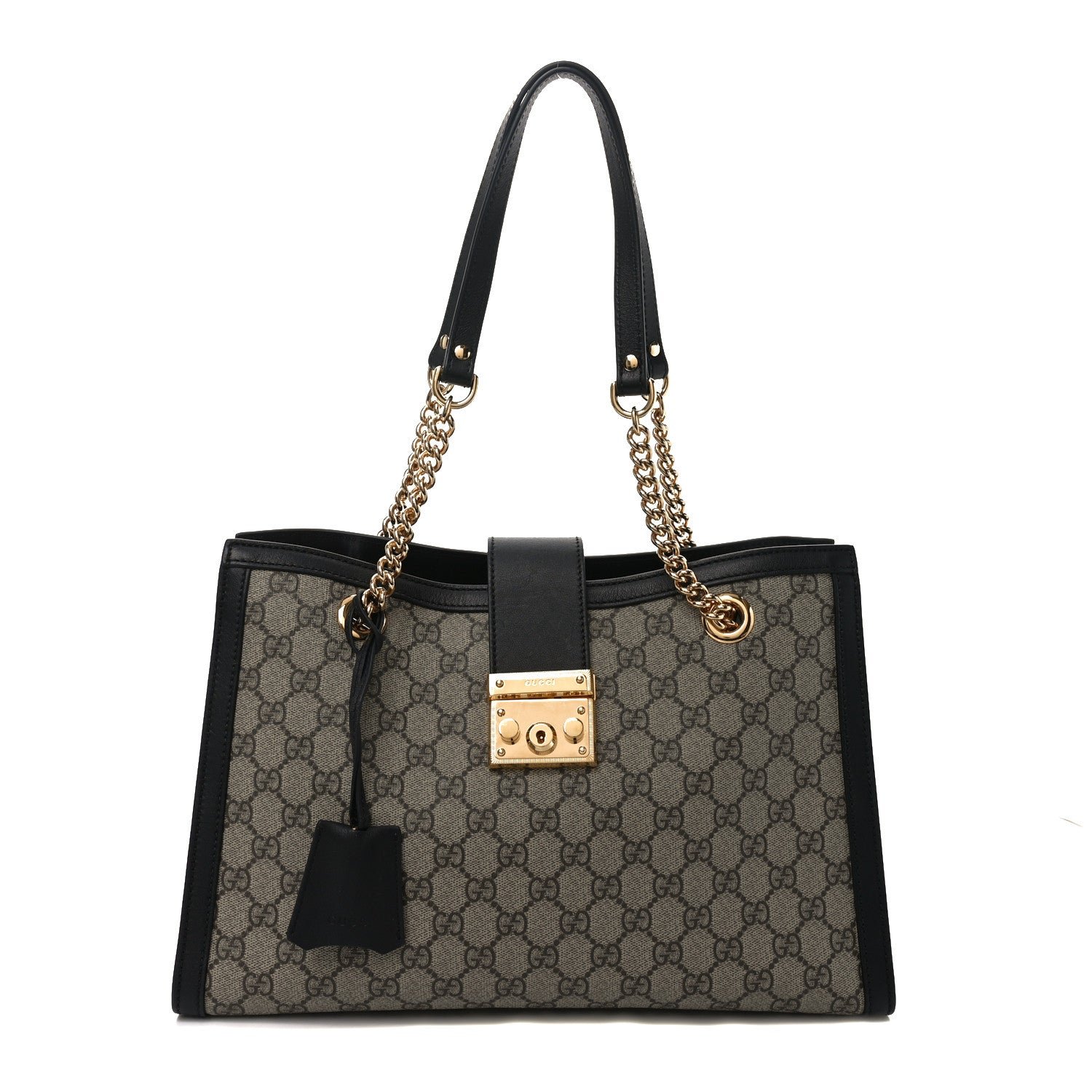 Gucci GG Supreme Monogram Medium Padlock Tote Black