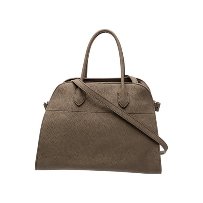 The Row Margaux satchel in taupe grained leather
