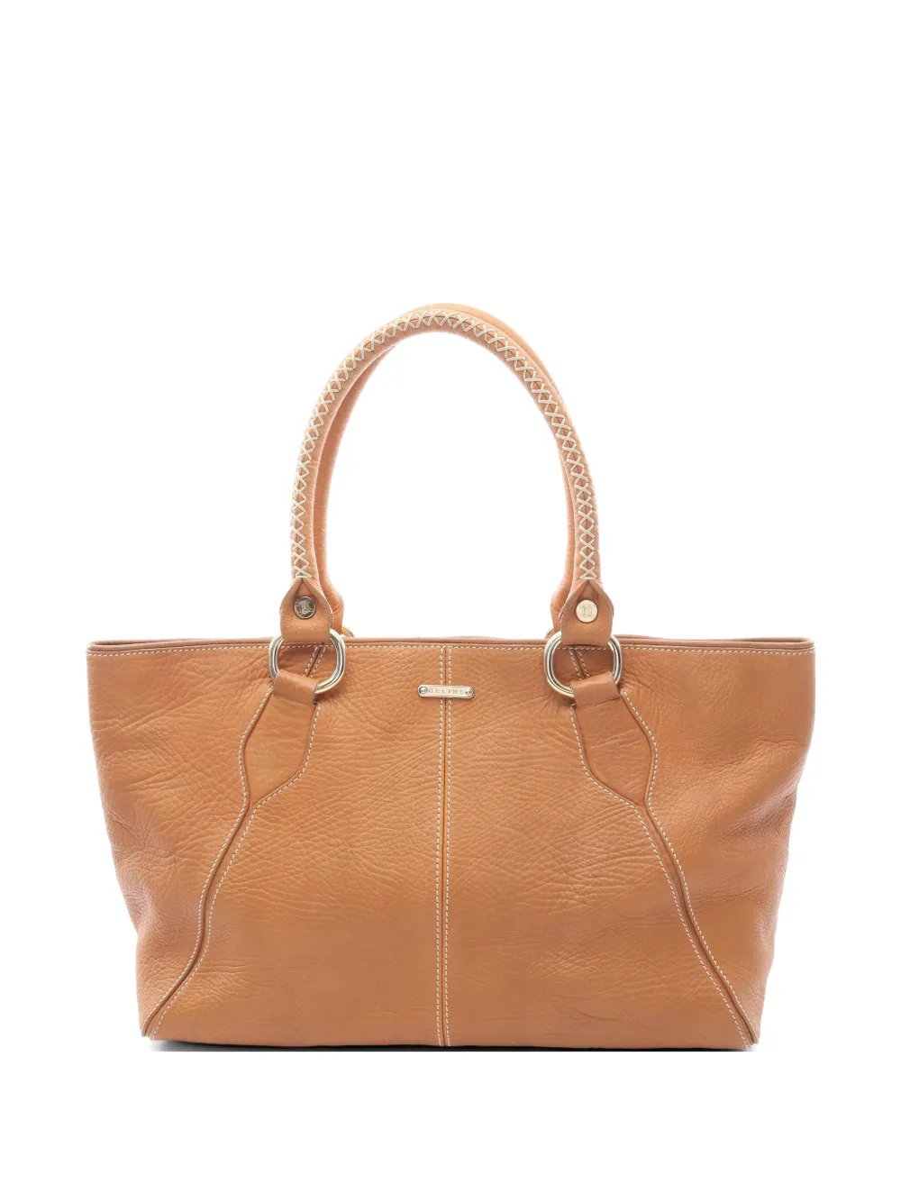 2000s whipstitch leather tote bag