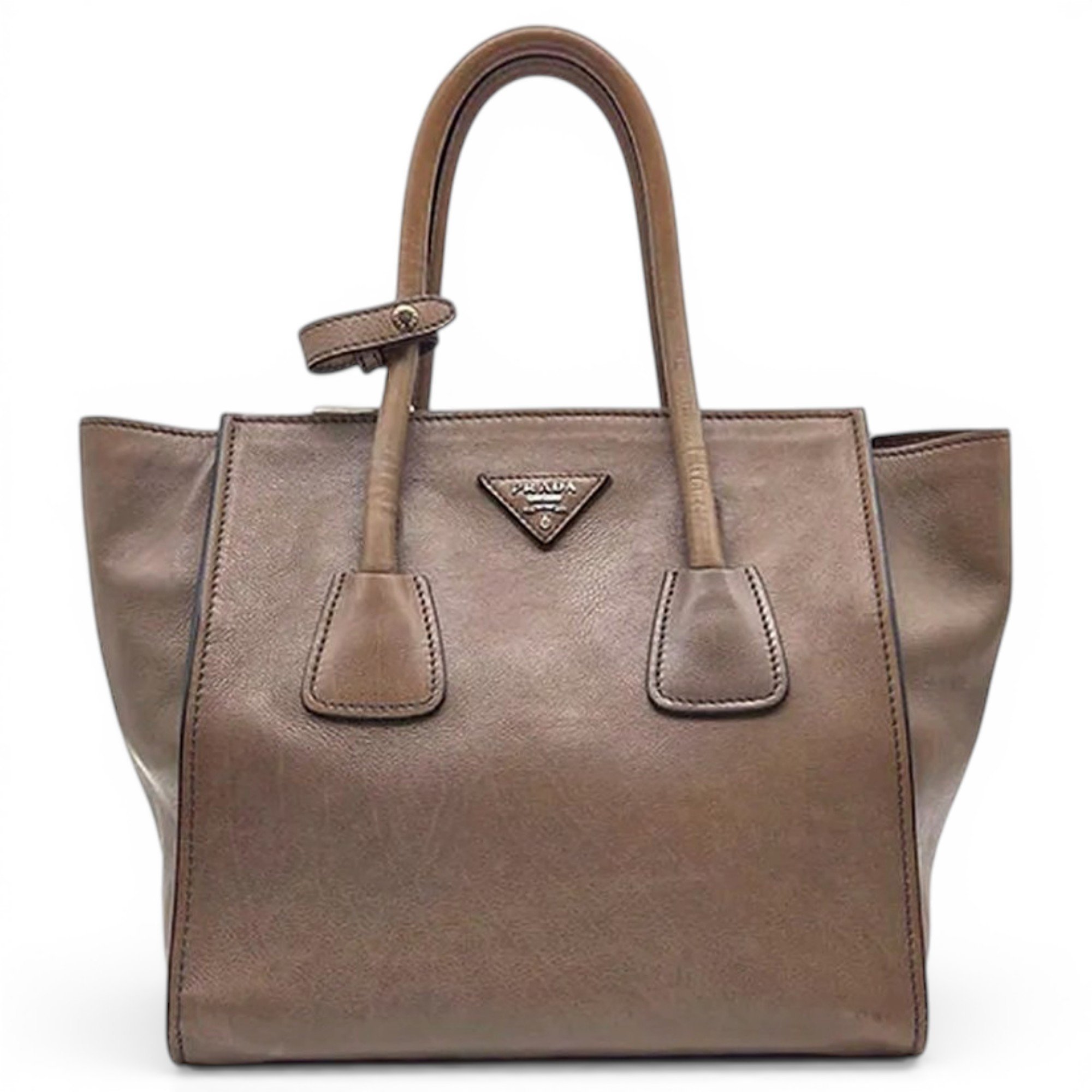 Double leather handbag