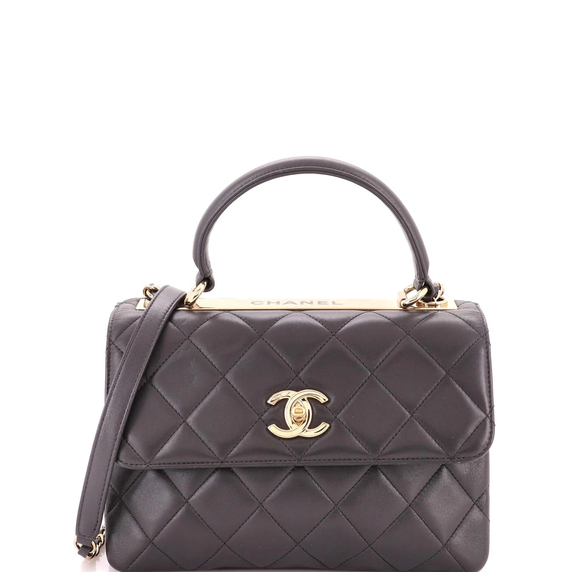 Trendy CC Top Handle leather handbag