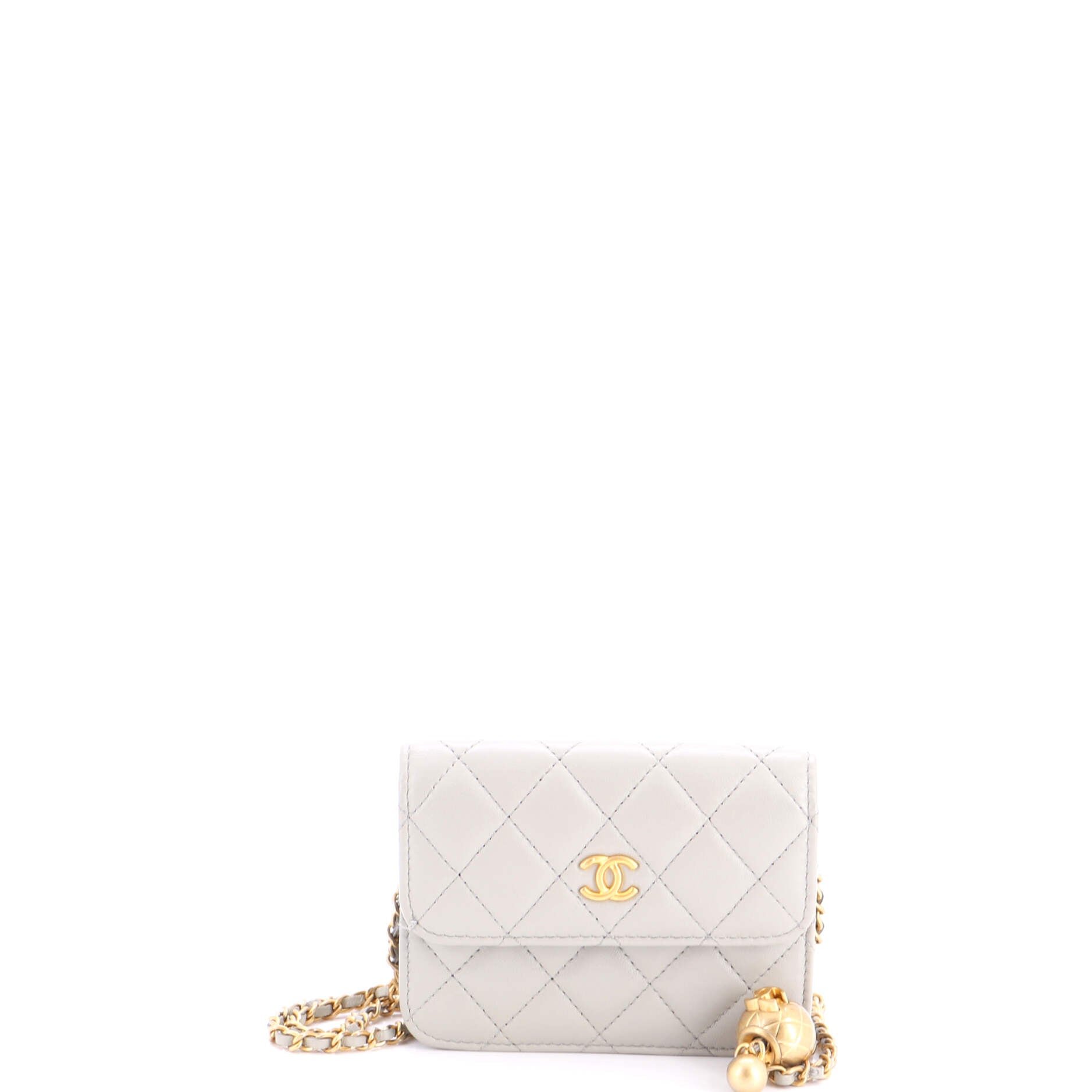 Pearl Crush Flap Clutch with Chain Quilted Lambskin Mini