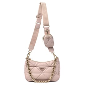 Prada Nappa Re-Nylon Triangle Quilted Patchwork System Shoulder Bag Water Lily