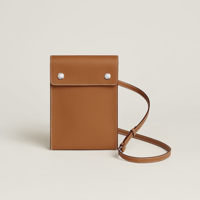 Gold Hermèsnap Vertical to Go Pouch