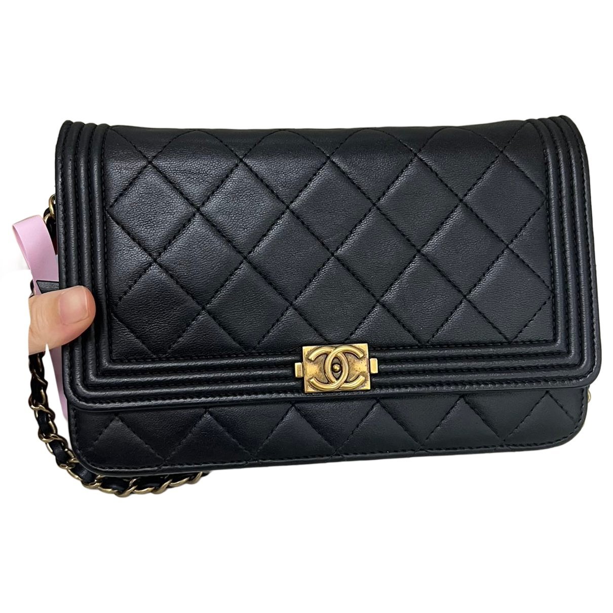 Wallet On Chain Boy Half Flap leather crossbody bag