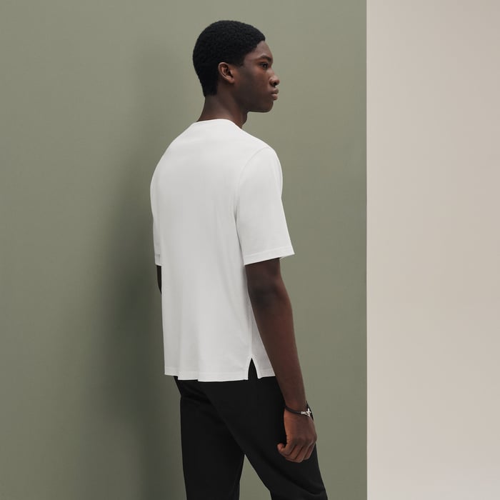Blanc "H'Cheval" T-shirt With Leather Detail