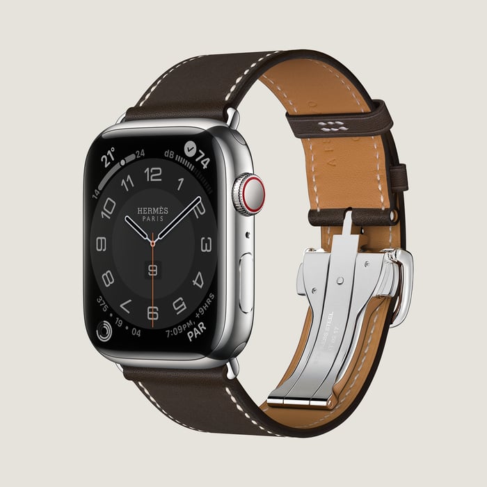 Ébène Band Apple Watch Hermès Single Tour 45 MM Deployment Buckle