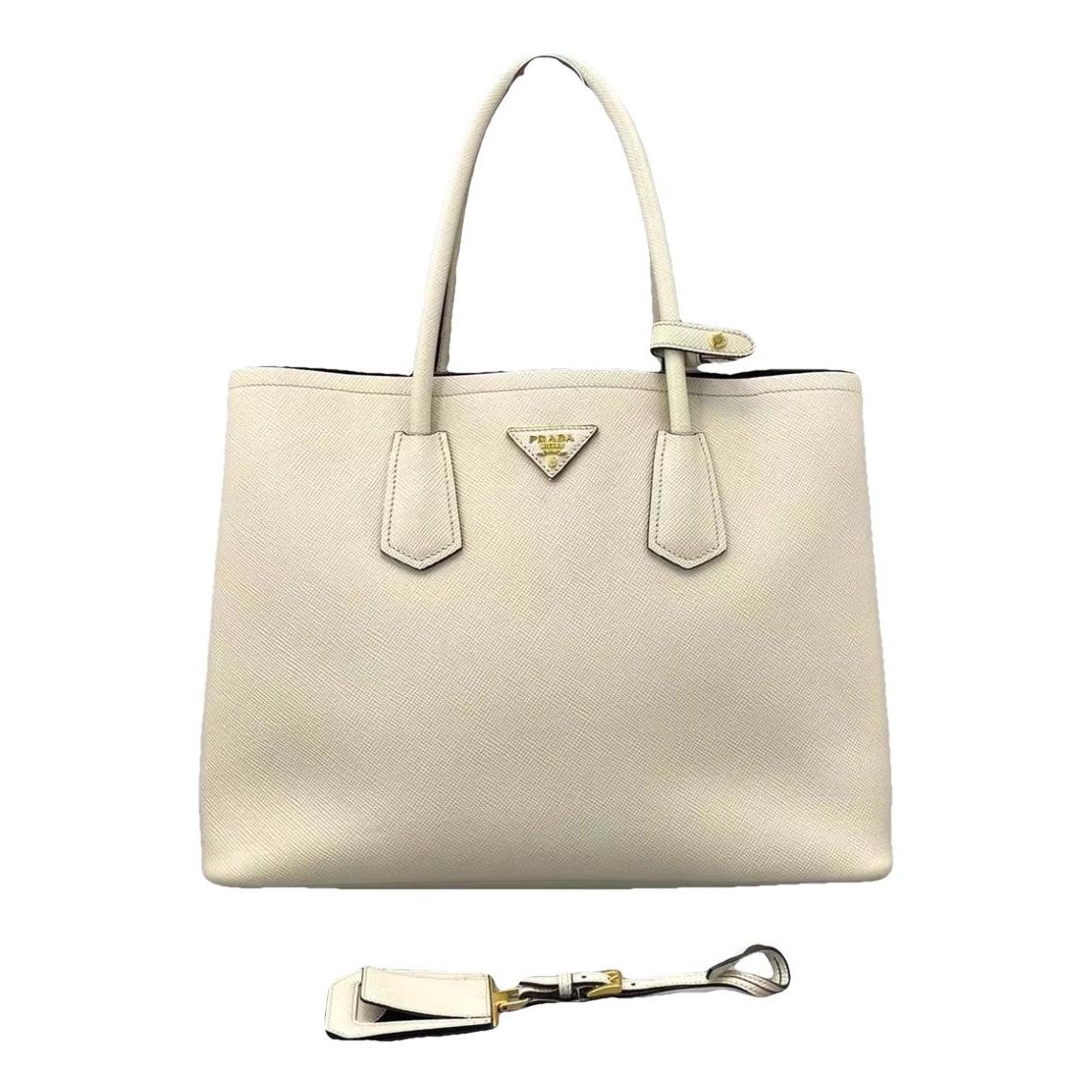 Double leather handbag