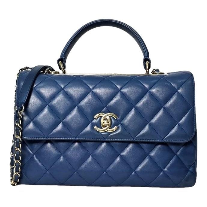 Trendy CC Top Handle leather handbag