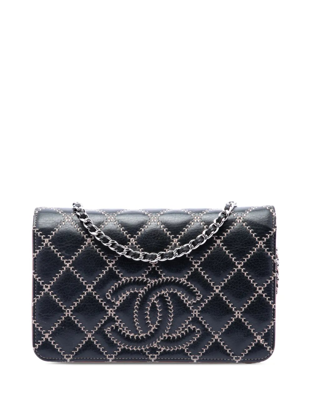 2014 Stitched CC Quilted Calfskin Wallet on Chain crossbody bag