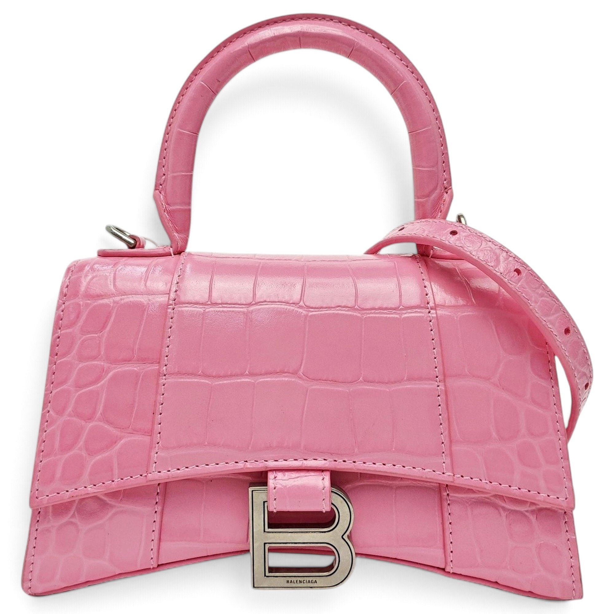 Hourglass leather handbag