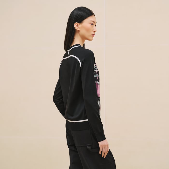 Noir "Lettres Equestres" Long-sleeve Twillaine Sweater