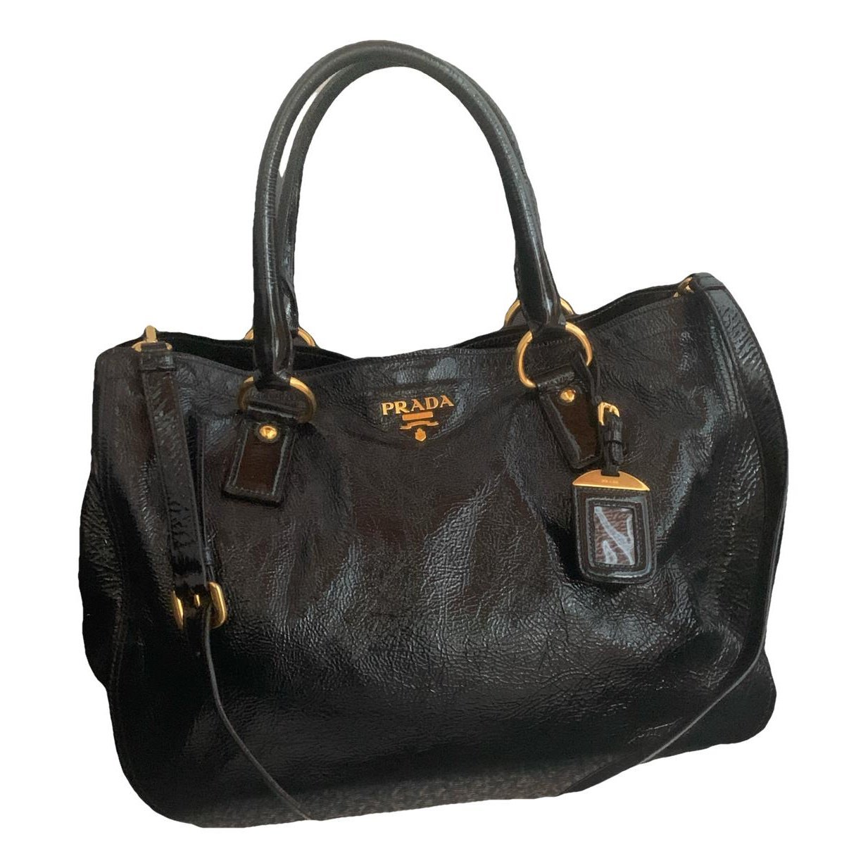 Buckle patent leather tote