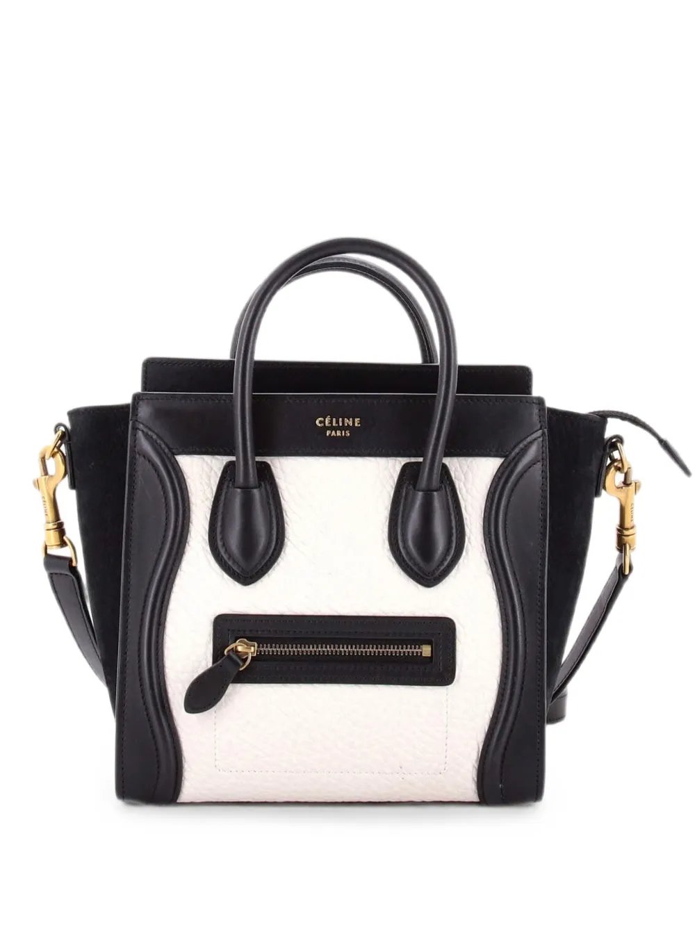 Bicolor Luggage Bag Grainy Leather Nano crossbody bag