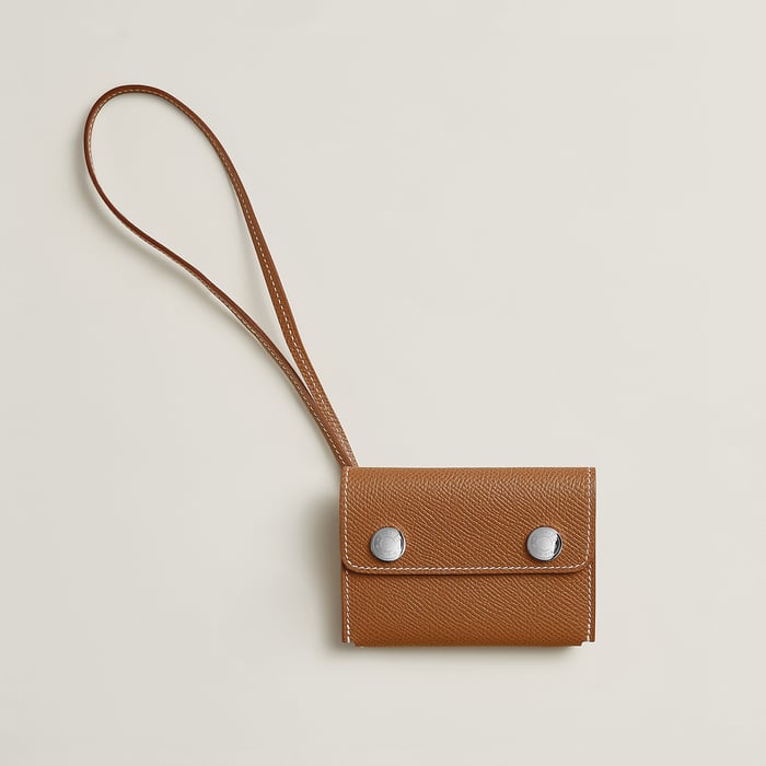 Gold Hermèsnap Card Holder