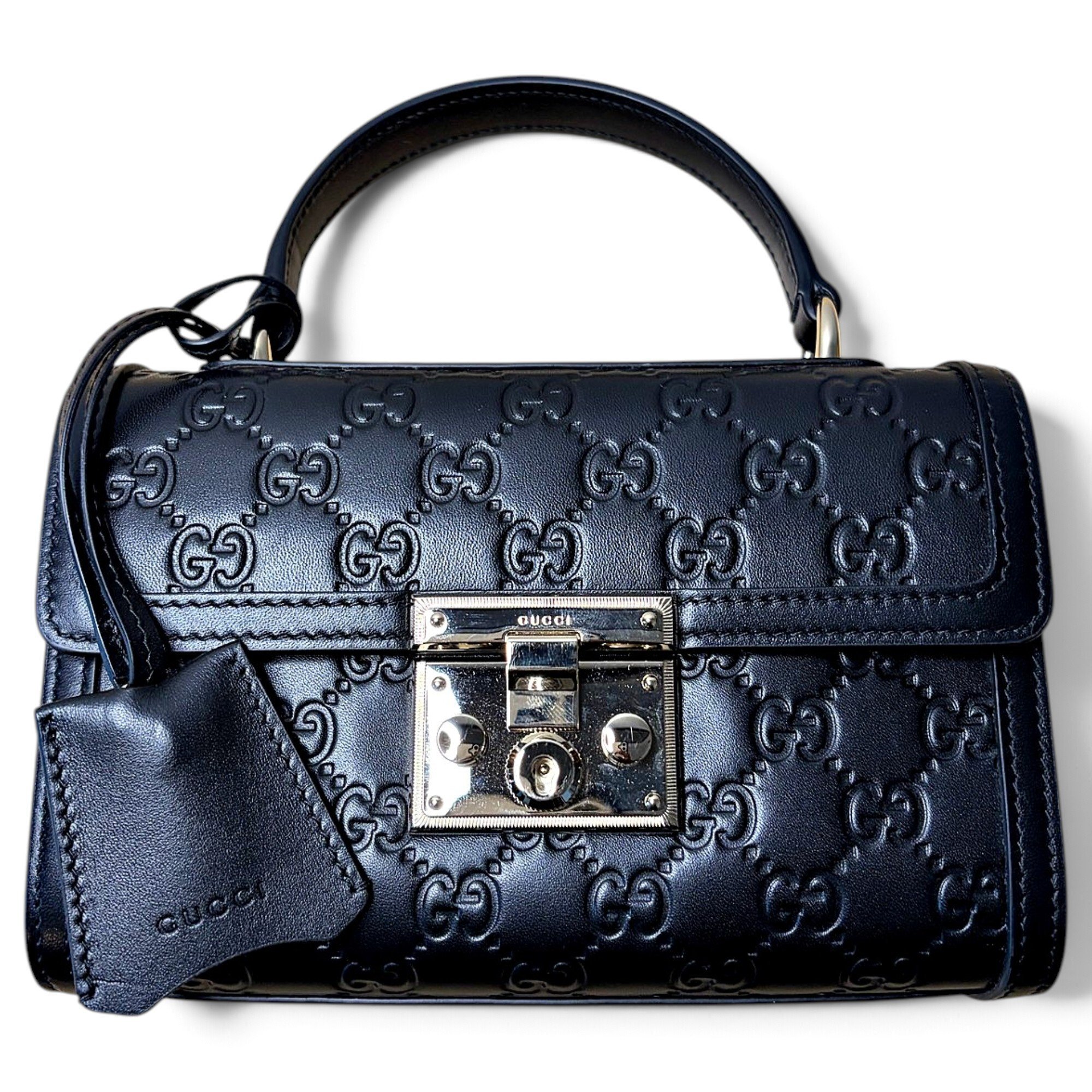 Padlock leather handbag