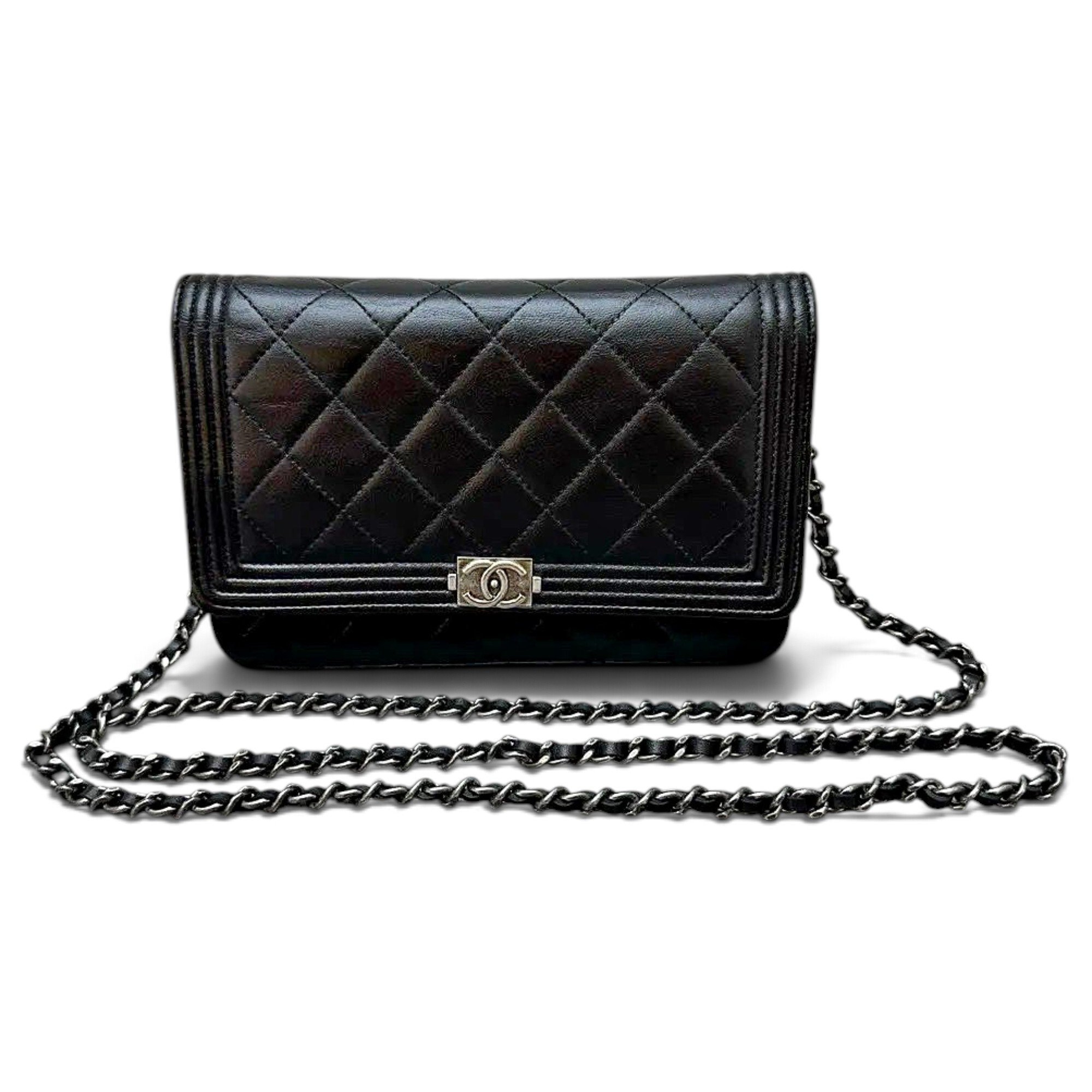 Wallet On Chain Boy Half Flap leather crossbody bag