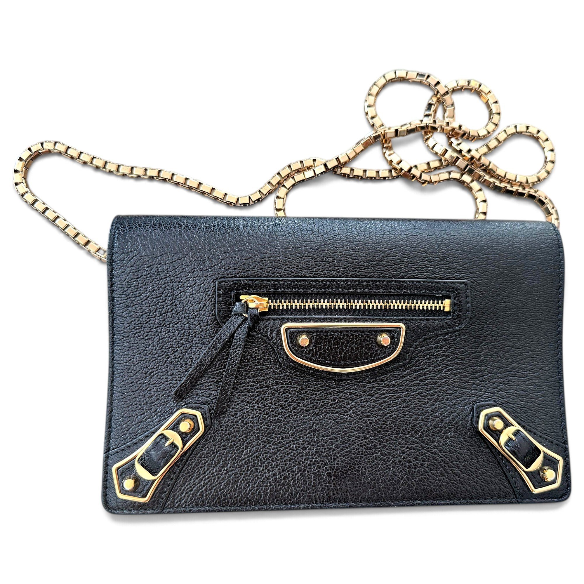 Wallet On Chain B leather crossbody bag