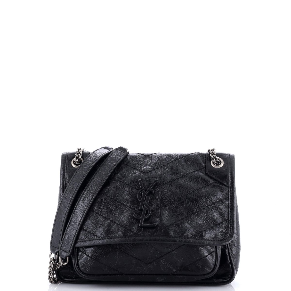 Saint Laurent Niki Chain Flap Bag Matelasse Chevron Leather Baby