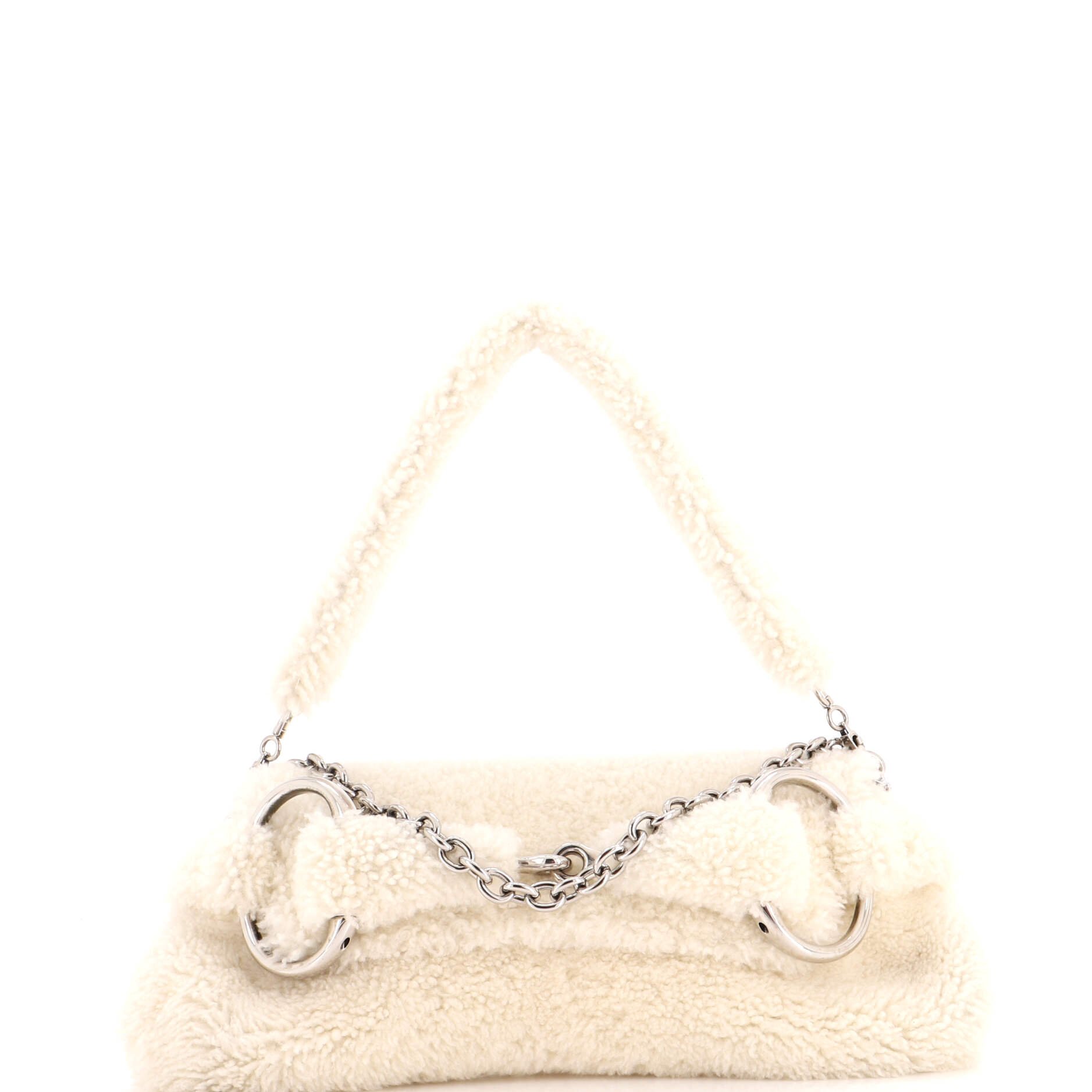 Horsebit Chain Shoulder Bag Shearling Medium
