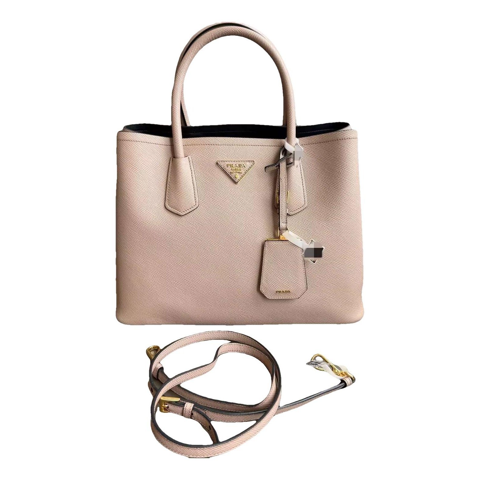 Double leather handbag