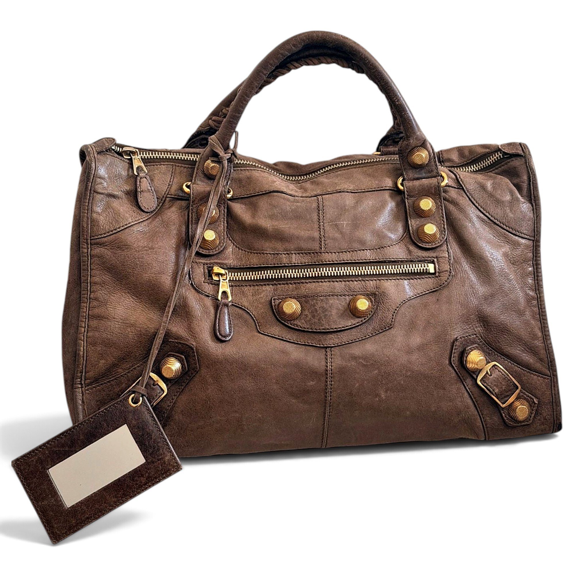 City leather handbag