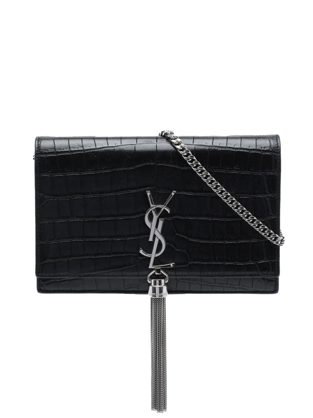 2017 Croc Embossed Leather Monogram Kate Tassel Wallet on Chain crossbody bag