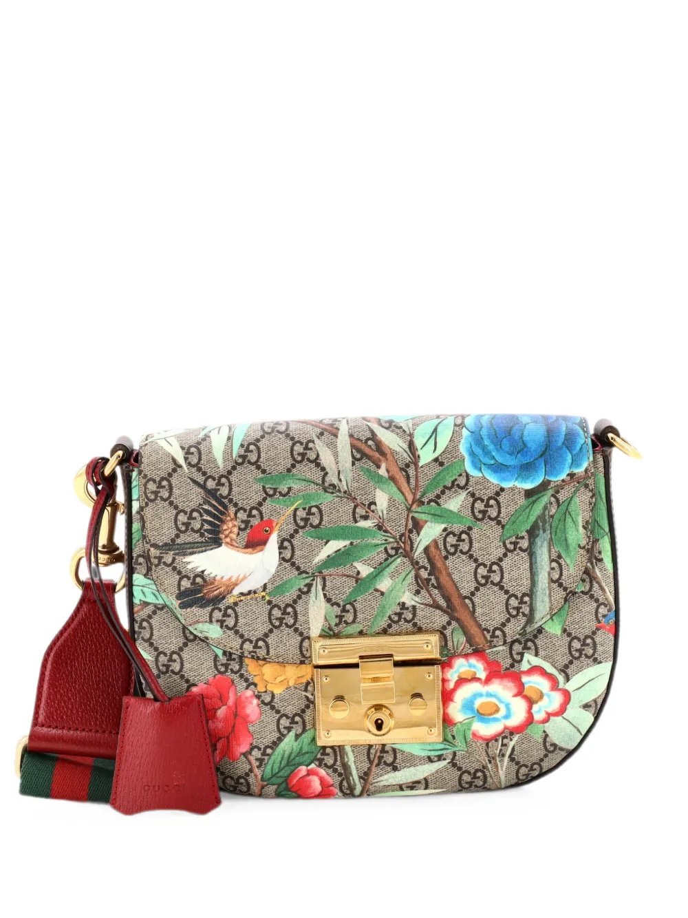 Padlock Saddle Tian Print GG Coated Canvas Medium shoulder bag
