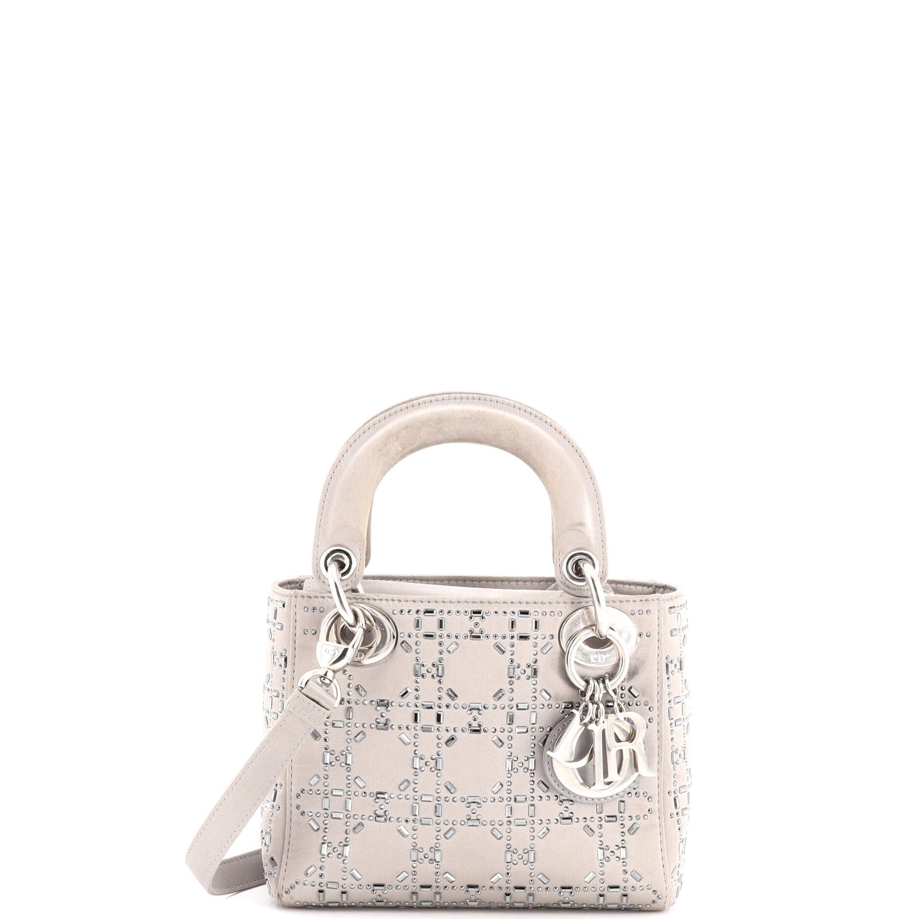 Lady Dior Bag Crystal Embellished Cannage Quilt Satin Mini