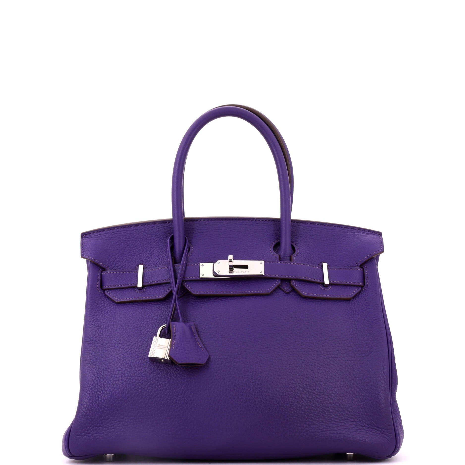 Hermes Birkin Handbag Iris Clemence with Palladium Hardware 30