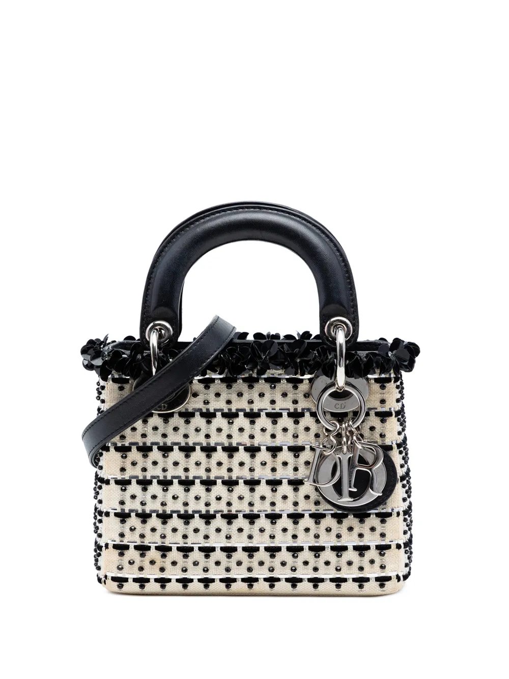 2014 Mini Canvas Bead and Sequin Embellished Lady Dior satchel