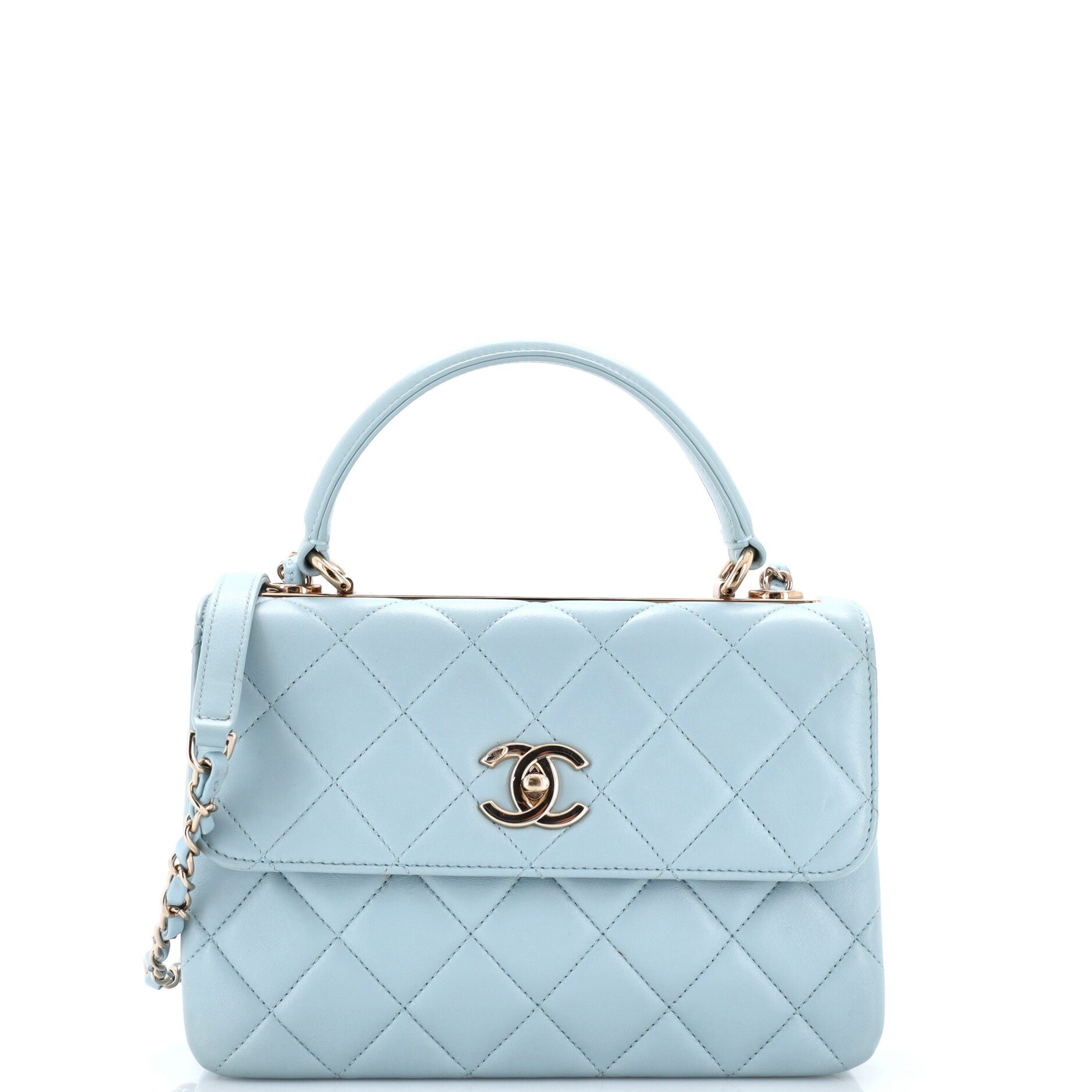 Trendy CC Top Handle Bag Quilted Lambskin Small