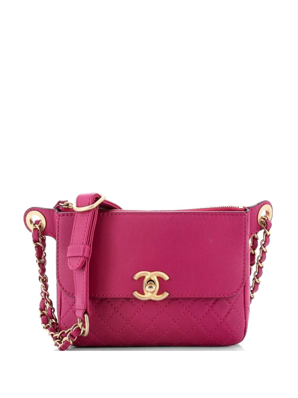 Multi Pouching Flap Waist Bag with Coin Purse Quilted Calfskin with Tweed belt bag