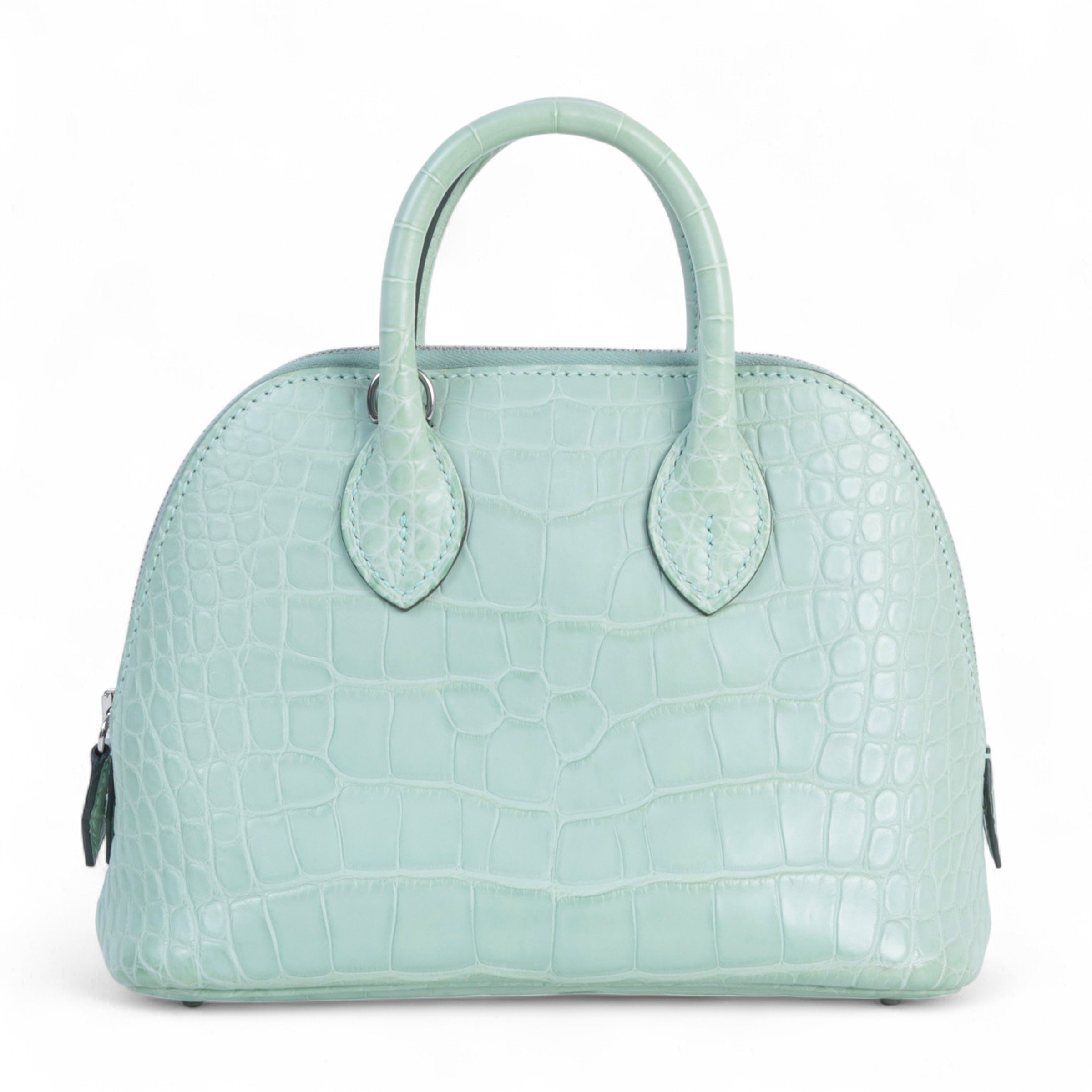 Hermes Very Good ( Rank A) HERMÈS Mini Bolide 1923 Vert d’Eau (6U) Matte Alligator Palladium hardware Z (2021)